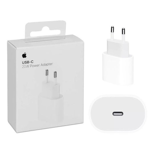 Γνήσιος Apple Φορτιστής Χωρίς Καλώδιο με Θύρα USB-C 20W Λευκός (Power Adapter MUVV3ZM/A)